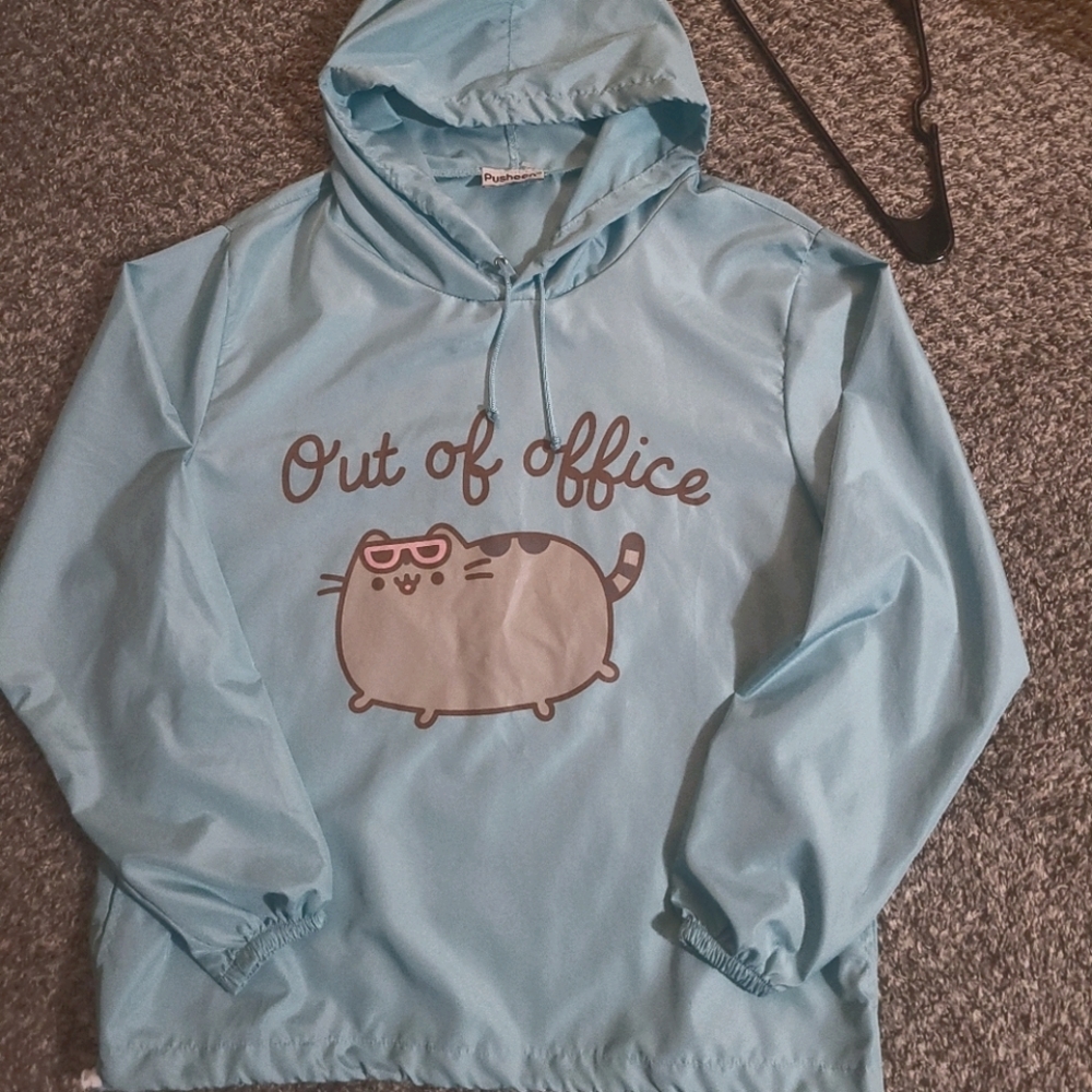 Pusheen Out of Office Cat Windbreaker Jacket Sz XS